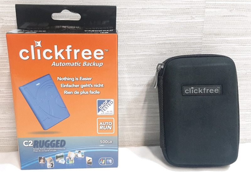 New Clickfree C2 Rugged Automatic Portable Backup (500GB), Includes Zip-Up Carrying Case