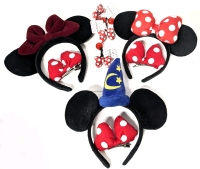 New Mickey & Minnie Mouse-Themed Head & Hair Gear : 2x Kid-Sized Headbands, 1x Adult-Sized, 3x Clip-On Barrettes & 3x Plastic 3D Hair Ties