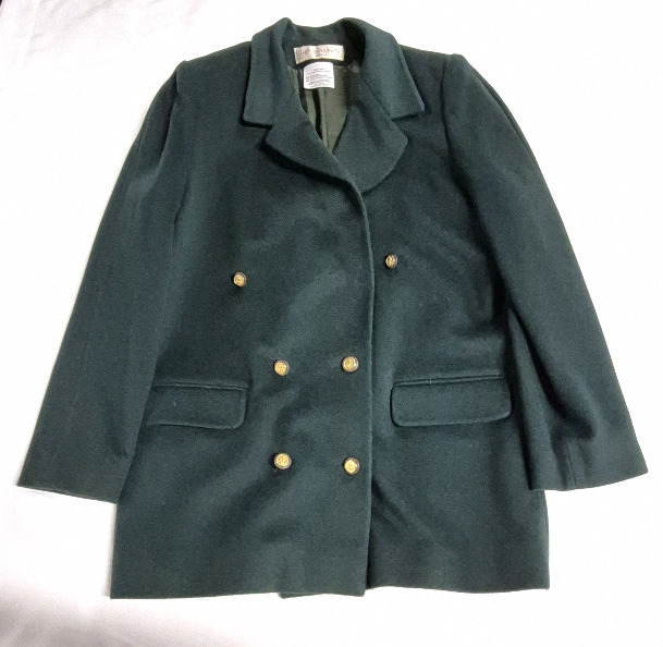 Women's sz 12 Wool/Cashmere Coat made in Ireland by Henry White - Green