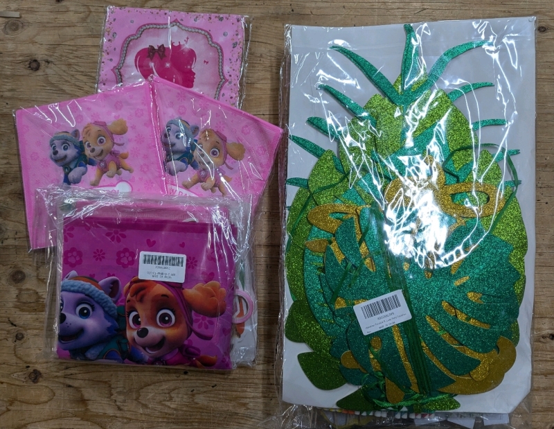 Assorted Party Supplies. Tropical Themed, Paw Patrol and Princess.