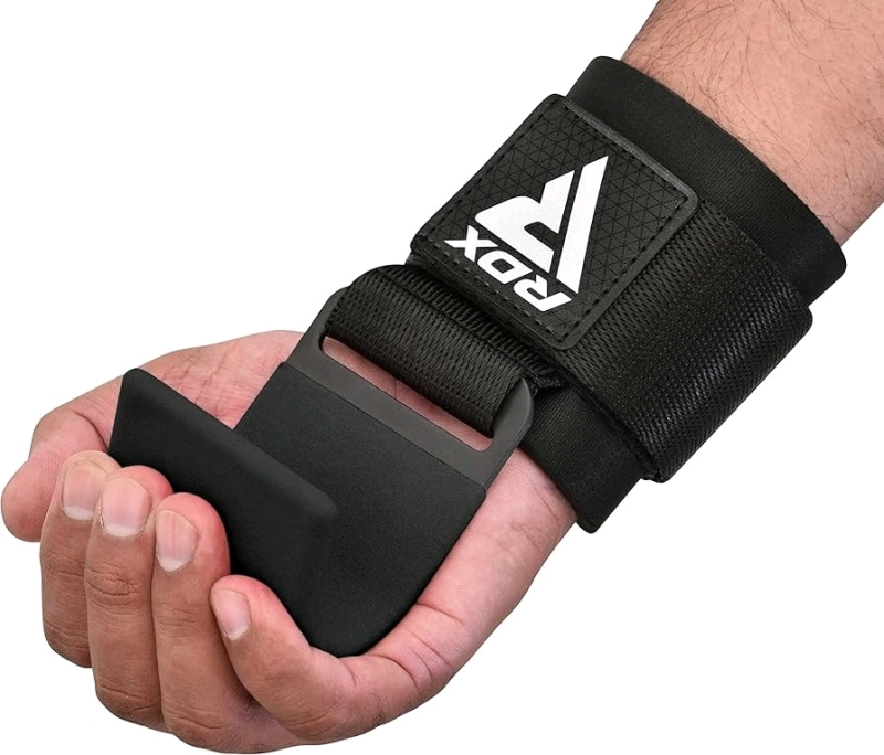 New RDX Weight Lifting Hooks Straps. Non-Slip Rubber Coated Grip. 8mm Neoprene Padded Wrist Wrap.