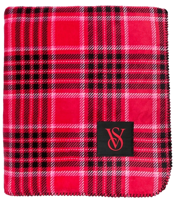 New VICTORIA'S SECRET Cozy Plush Blanket • Red Plaid • 60" x 50" | Retails $94