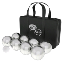 New Hey! Play! Polished Steel Petanque Set. Large balls are 3" in Diameter.