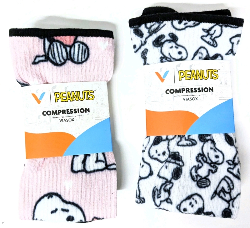 New Size Large & Med | VIASOX Snoopy Love Knee High Compression Diabetic Socks