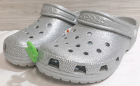 New Size M3/W5 CROCS Classic Clogs Silver Glitter