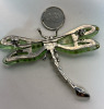 Detailed Green Winged Dragonfly With Clear & Olivine Rhinestone Brooch - 3