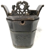 Very Old (Possibly Antique) Chinese Carved Lidded Wood Wedding Box with Sliding Lock &bull; 11.25" x 9" x 12.5" tall