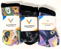 3 New Size XL VIASOX Non-Binding Diabetic Socks : Retro 80s, Dogs & Camo