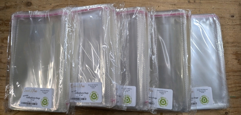 2000 (5 x 400 count) New Essewise 6" x 9" Self Sealing Cellophane Bags. 5 packs of 400. Retails for $24 Each, $120 Value.