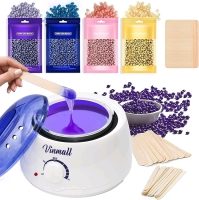 New Waxing Kit with Wax Warmer: Wax Kit with 4x 100g Hard Wax Beads & 30 Waxing Sticks