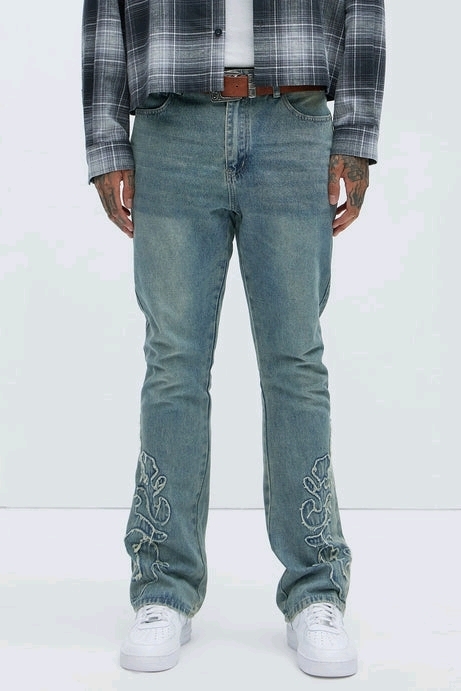 New Size 38 | NOVA MEN Tumble Slim Flare Jeans &bull; Light Blue Wash | Retails Over $60