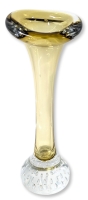 Scandinavian Dog Bone Art Glass Vase with Staggered Bubble Inclusion Base | 8" Tall