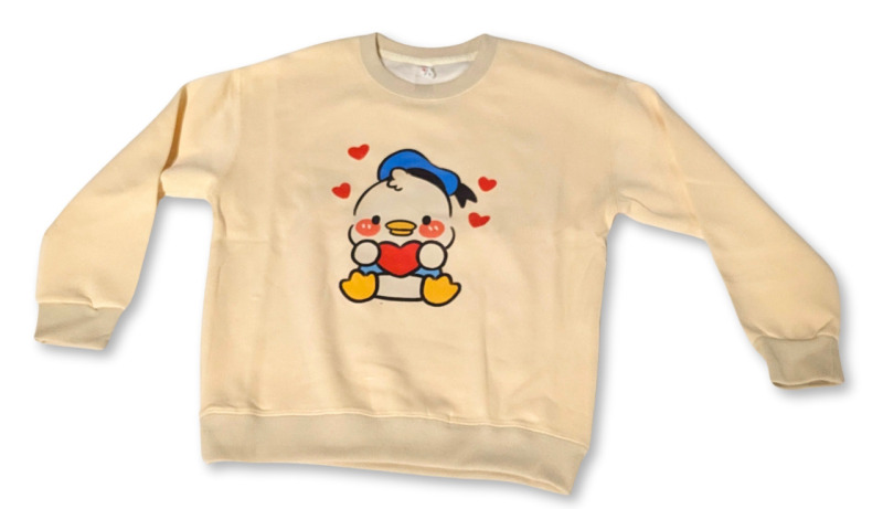 New Size Medium Ladies Chibi Donald Duck Style Graphic Lightweight Crew Neck Sweater