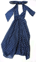 New Size Small (?) Blue & White Polka Dot Halter Neck Gauzy Maxi Dress with Lined Skirt & Zipper at Back