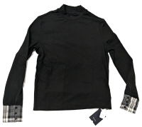 New Size Medium Men's Long Sleeve Lyocel & Wool Blend Mock Turtleneck with Plaid Button Cuffs