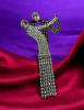 STATEMENT Vintage Hand Prong Set Clear & Black Rhinestone Dancing Couple Brooch App 4.25 Inches - 2