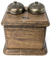 Possibly Antique Wood & Brass Phone Ringer Box Repurposed for Trinkets &bull; 6.5" x 5.75" x 6.75" Tall