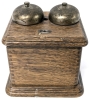 Possibly Antique Wood & Brass Phone Ringer Box Repurposed for Trinkets &bull; 6.5" x 5.75" x 6.75" Tall