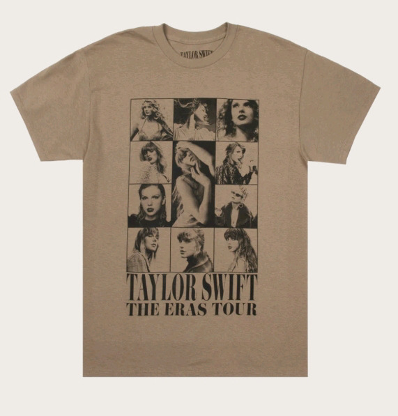 New TAYLOR SWIFT TEE sz YOUTH Medium The Eras Tour Taupe Tee Retails for $65