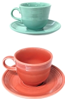 2 FIESTA WARE USA Cup & Saucer Sets &bull; Cups 2.75" Tall, Saucers 5.75" Diameter
