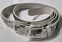 2 New Sestini sz 34 White Leather Belt with Silver Tone Pyramid Studs