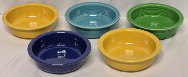 5 FIESTA WARE Colourful Bowls - 5.5" Diameter & 1.5" Deep