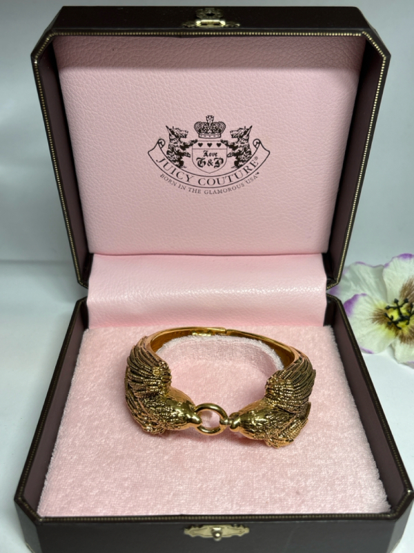 Juicy Couture Bird Hinged Cuff Bracelet Statement Signed Beautiful Logo Box