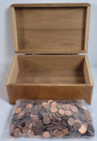5+lbs Canadian & USA Pennies & Wood Box .