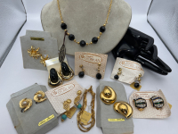 Vintage D&rsquo;Orlan Black and Gold Tone Enamel and Beads