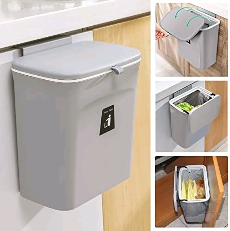 New 2.4 Gallon Kitchen Compost Bin for Counter Top or Under Sink, & Mountable Indoor Compost Bucket - Gray