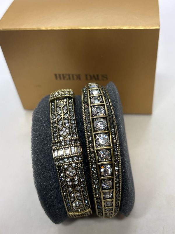 New HEIDI DAUS Signed Swarovski Duo -2 Bracelets Logo Box