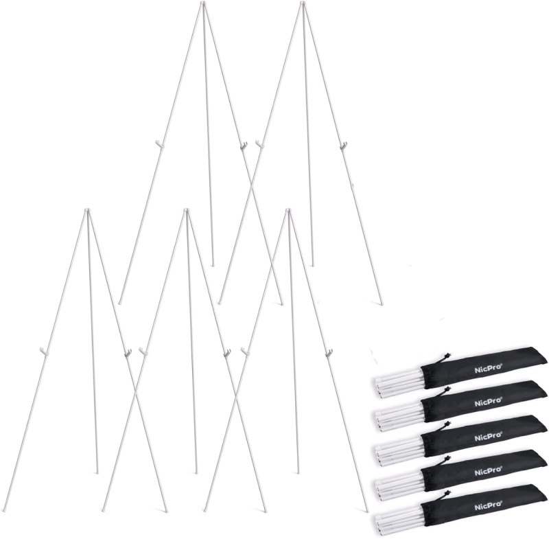 New Nicpro 5-Pack Metal Folding Easels with Carry Bags • 63" Tall ea | Retails $60+