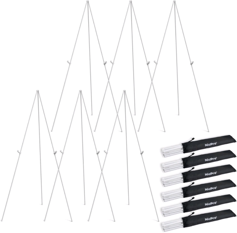 New Nicpro 6-Pack Metal Folding Easels with Carry Bags • 63" Tall ea | Retails $85+