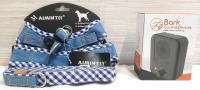New Aimint Baby Blue Dog Harness and Leash for Medium Sized Dogs & Bark Control Device