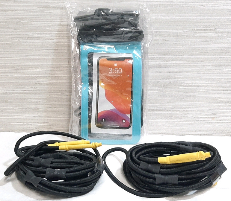 Lot of Outdoor Recreation Products, Including a 4-Pack of Waterproof Universal Phone Cases & 2 Boat Dock Lines