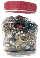 Jewelry Assortment for Repair & Crafting in Jar &bull; 4.75" x 4.25" x6.8" Tall
