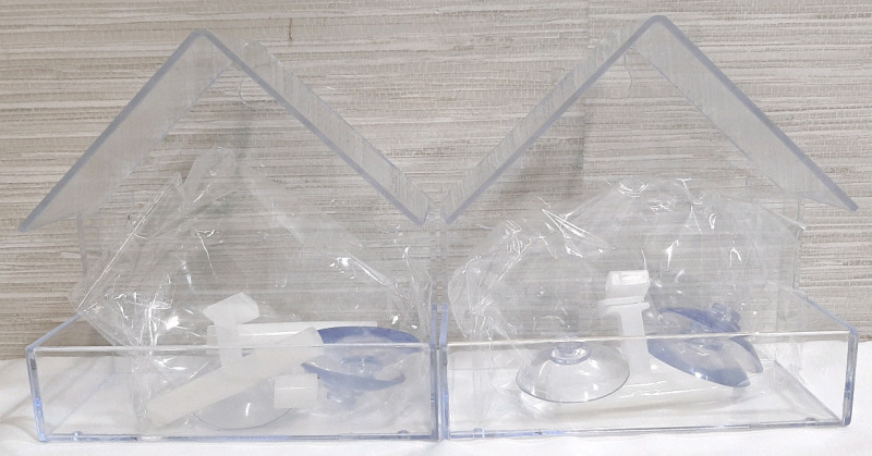 2 New Plastic Window Bird Feeders with Suction Cups and Installation Pieces