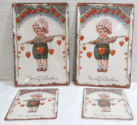4 New Valentine Metal Signs - 12"x8" & 8"x6"
