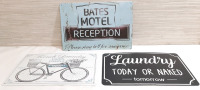 3 New Laundry Themed Metal Signs - 12"x8"