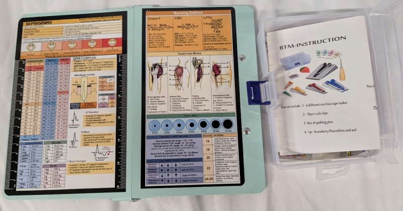 New Metal Sepsis Nursing Clipboard and New Bias Tape Making Kit. Clipboard is 9" Wide.