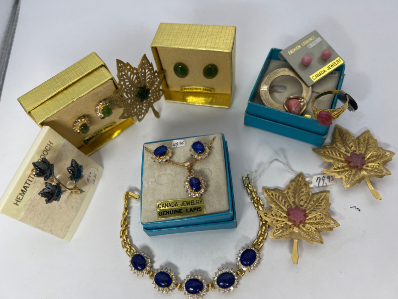 Vintage Canadian Lapis Jade Rhodonite Jewelry