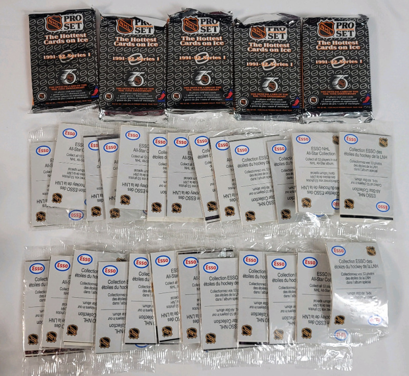 Twenty Five (25) 1988 ESSO NHL Hockey Trading Card Sealed Packs & Five (5) 1991 Pro Set NHL Hockey Trading Card Sealed Wax Packs , Series 1