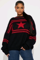 New Size XL FASHION NOVA In the Stars Sweater &bull; Black/Red