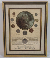 1954 - 1968 Great Britain Pre-Decimal Coinage of Queen Elizabeth II , Framed .