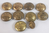 Vintage Canadian Military Crown / Beaver Buttons . Ten (10) Buttons