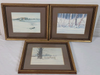 James Bessey 12"&times;10.5" Framed Prints . " Quiet Monday " , " Tanglewood " & " Spring Thaw "