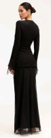 New Size: XXL 44" | Veiled Capri Rouched Maxi Skirt - Black * Retails $195 *