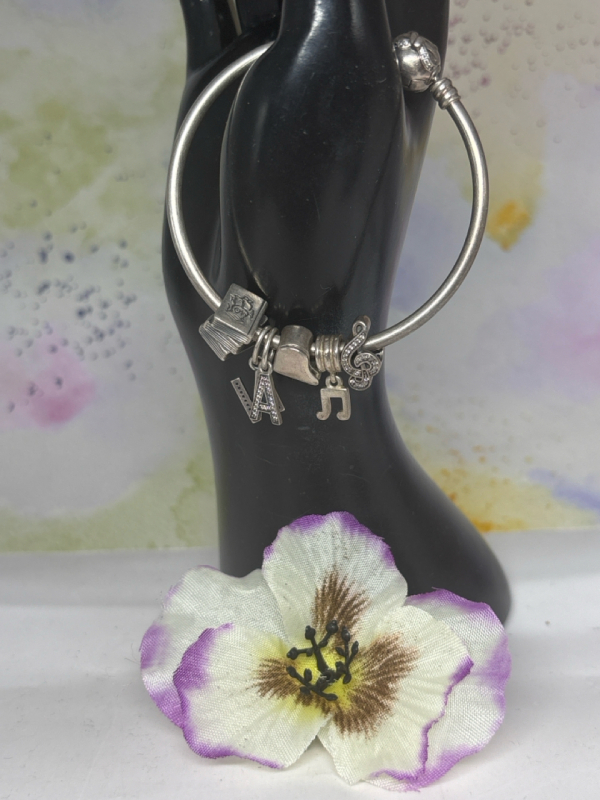 Authentic PANDORA 925 Sterling ALE Bracelet 6 Charms Stamped