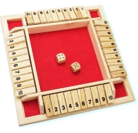 New - Deluxe Club Four-Sided Shut The Box Numbers Board Game Set . Measures 8.5"&times;8.5"