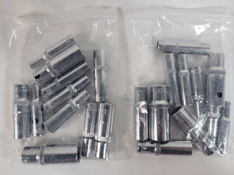 New - Two (2) Sets 11 Pc. Extended Sockets 1/4 Inch Hex Socket Chrome Steel 6 Point Deep Socket Set 4‑14MM for Precision Work .